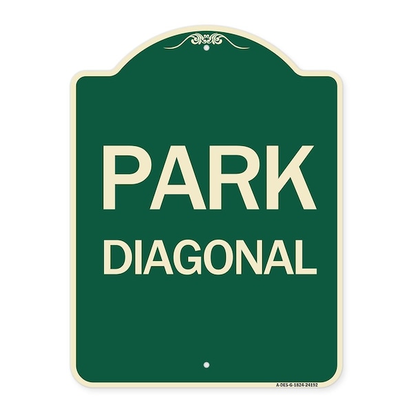 Signmission Designer Series Diagonal Parking 1, Green & Tan Heavy-Gauge Aluminum Sign, 24" x 18", G-1824-24192 A-DES-G-1824-24192 - main